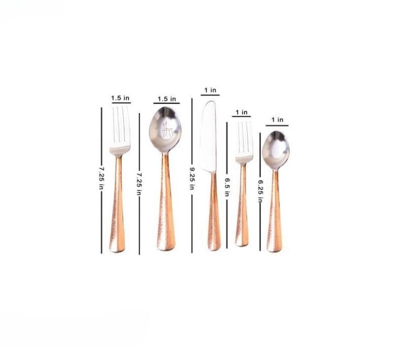 Image 2 for Tallulah Stainless Steel Cutlery Set of 5 Copper Flat Handle