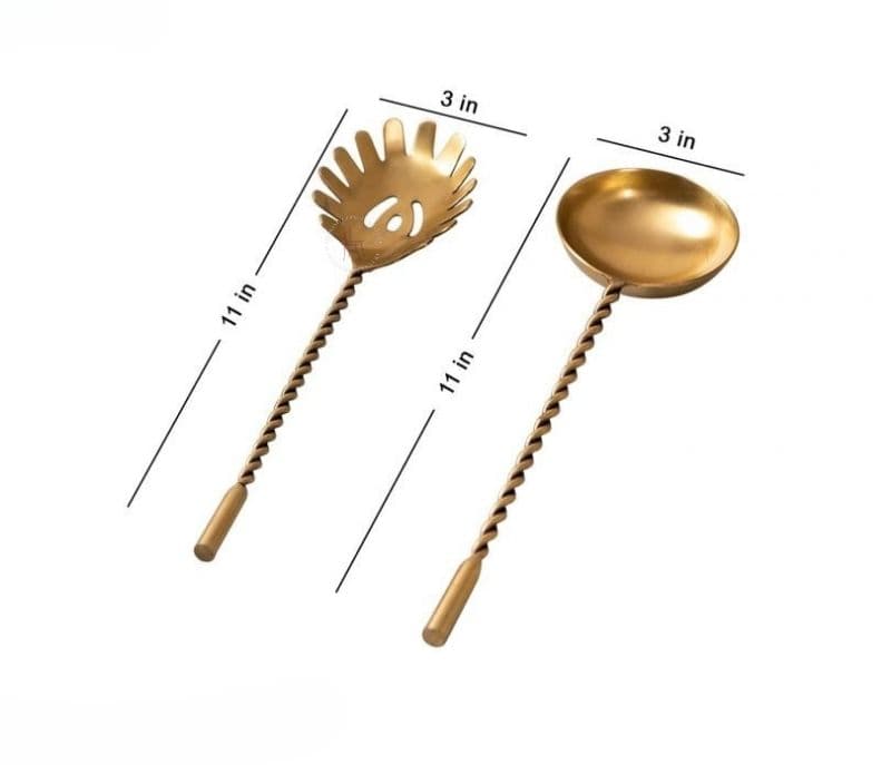Image 4 for Analia Stainless Steel Star Design Gold Twisted Handles Set of 2 Spoon