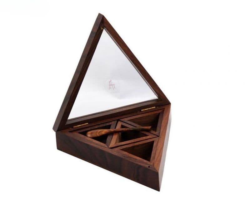 Image 3 for Ariel Wooden Spice Box In Triangle Shape With 4 Containers And Spoon