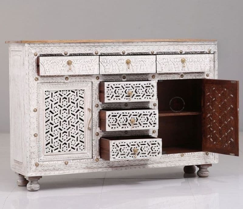 Image 6 for Emory White Cabinet and Sideboards with 6 Drawers