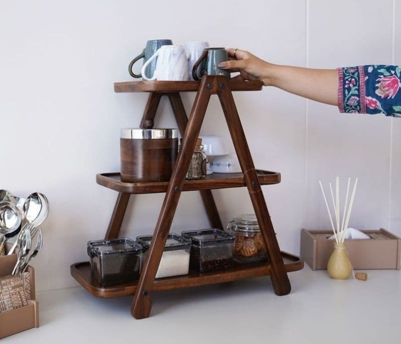 Image 2 for Veda 3 Tier Solid Wood Kitchen Rack
