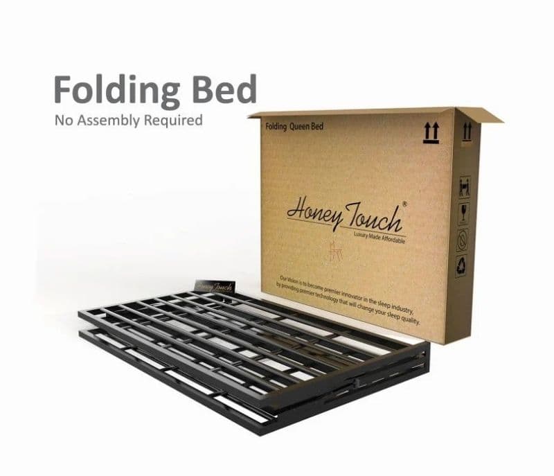 Image 7 for Elaiso Powder Coated Metal Foldable Queen Size Bed without Mattress