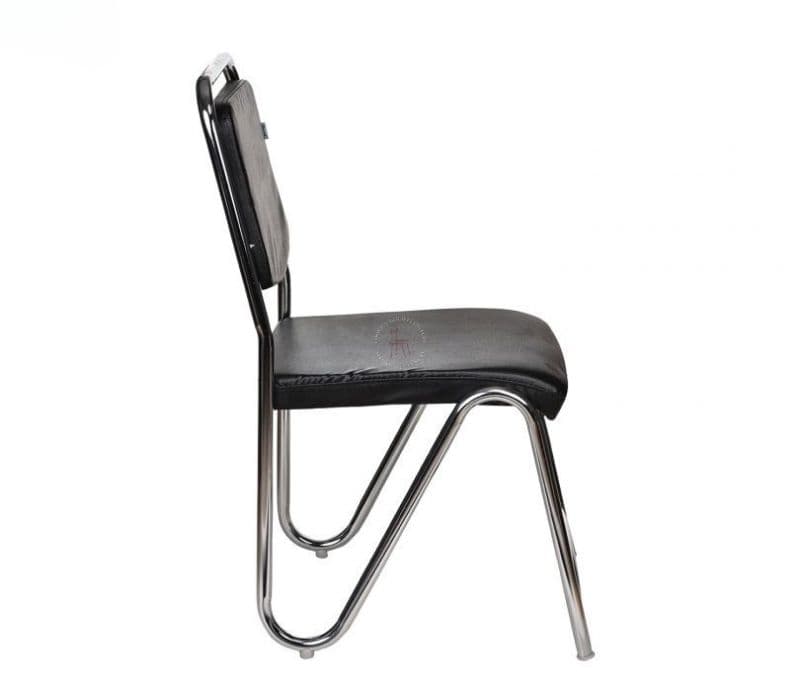 Image 4 for Rivka Set of 2 Ronald Black PU Chrome Plated Visitor Chair