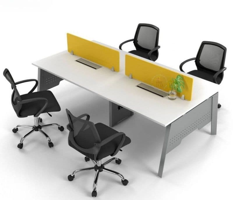 Image 4 for Kenzie Wood and Metal Workstation Table with Broad Legs