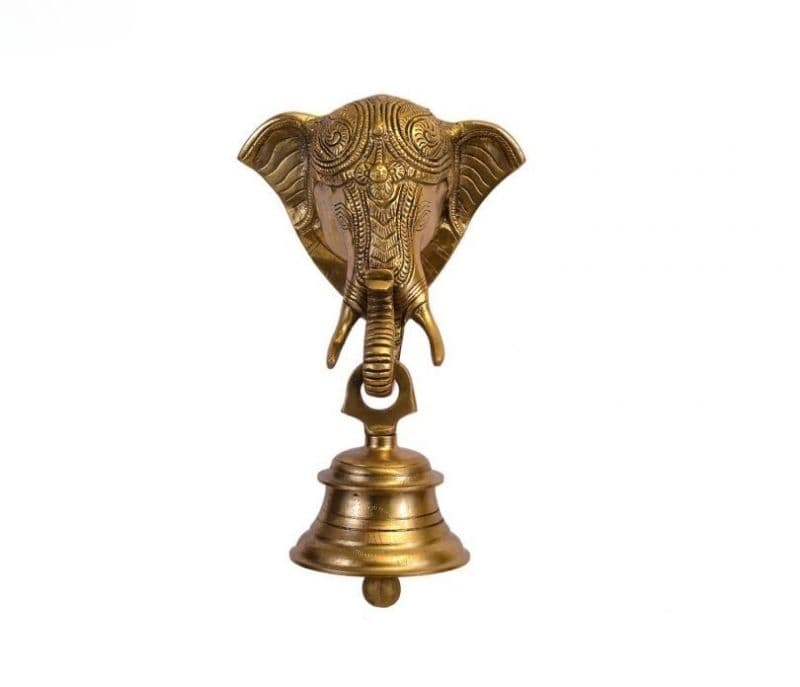Image 3 for Anastasia Brass Lord Ganesha Mask with Bell Wall Hanging