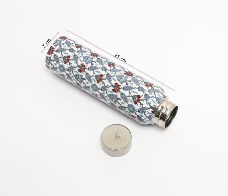 Image 5 for Josie Blue ornamental Iznik Stainless Steel Big Bottle-900ML