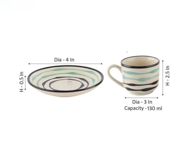 Image 5 for Magnolia  Off-white Ceramic Tea Cups with Saucers Set