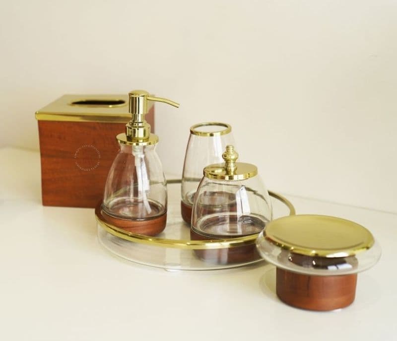 Image 5 for Emerson Designer Glass With Wood Bath Set of 6 Piece