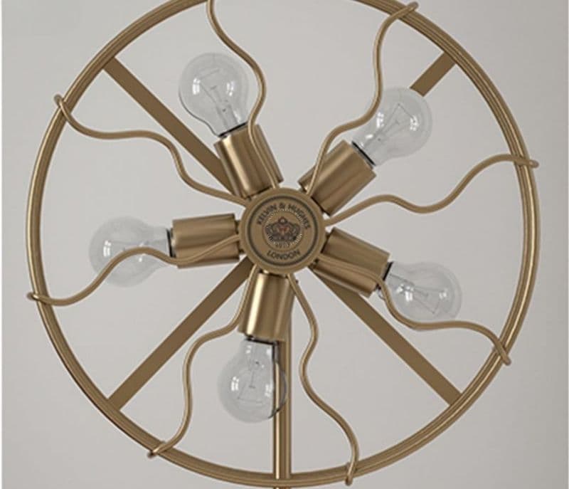 Image 4 for Henley Brown Colour Wooden Antique Brass Adjustable Tripod Floor Lamp