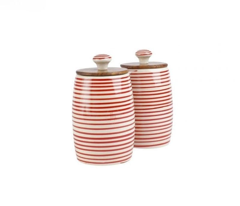 Image 2 for Leia Red Spiral Leak Proof Ceramic Small Dholak Jars Set of 2