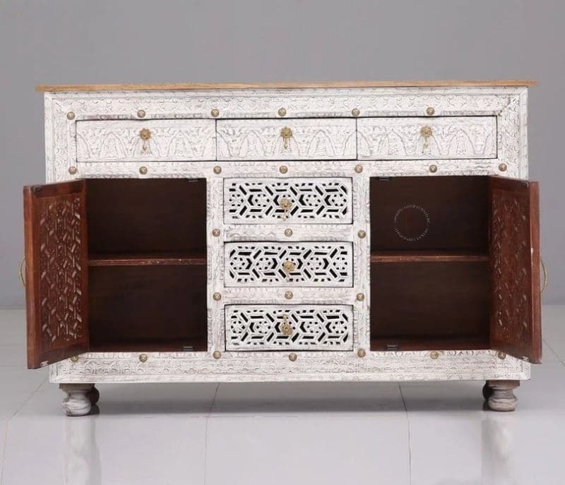 Image 5 for Emory White Cabinet and Sideboards with 6 Drawers