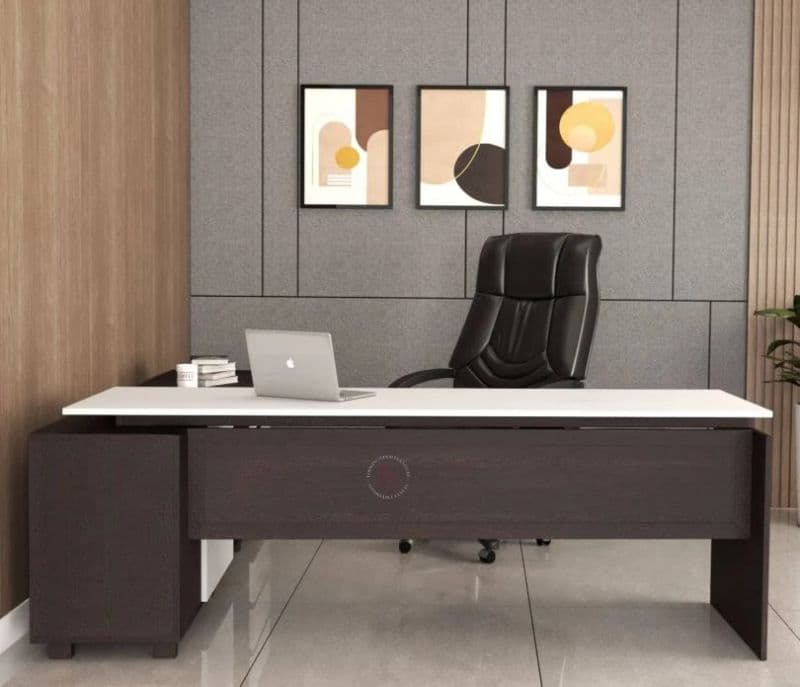 Kira  L shape Modular Office Table with Three Drawers