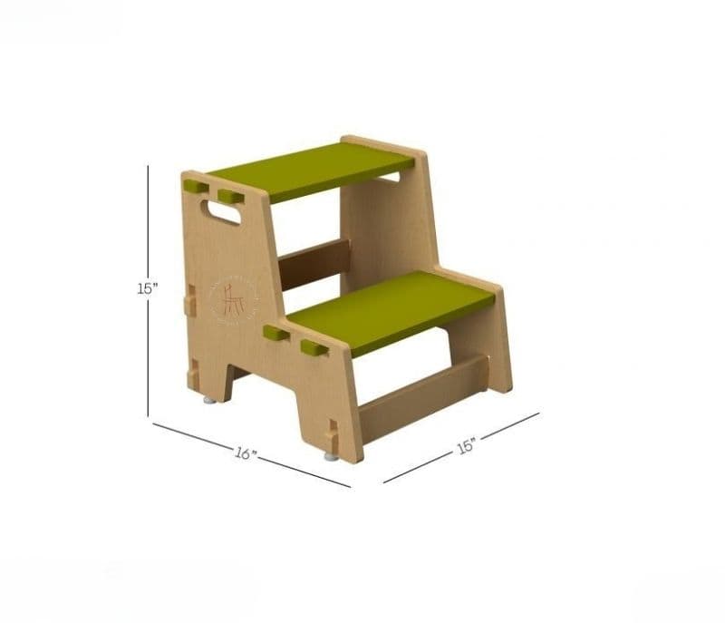 Image 6 for Aliza Green Wooden Kids Maroon Apricot Step Stool