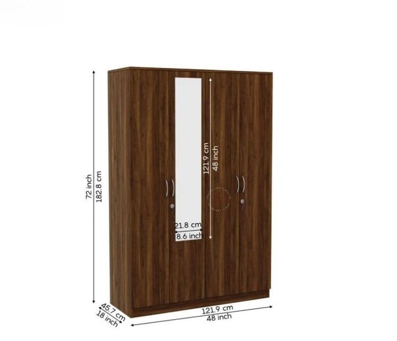 Image 5 for Sebastiano 4 Door Multi Utility Wardrobe (Columbian Walnut Finish)