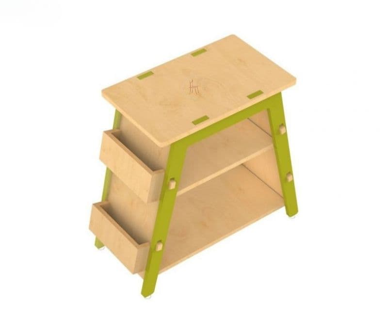 Image 3 for Araceli Red Pear Green Wooden Kids Bookshelf