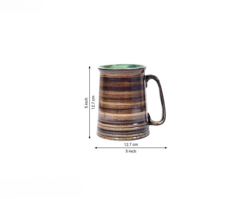 Image 5 for Serenity Brown Ceramic Handpainted Beer Mug Set Of 2