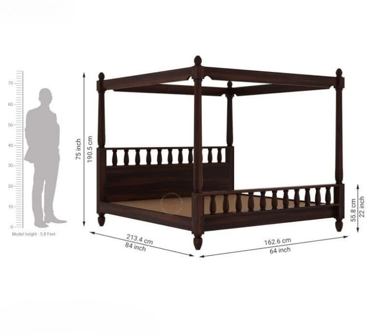 Image 6 for Zilda Poster Bed (Walnut Finish)