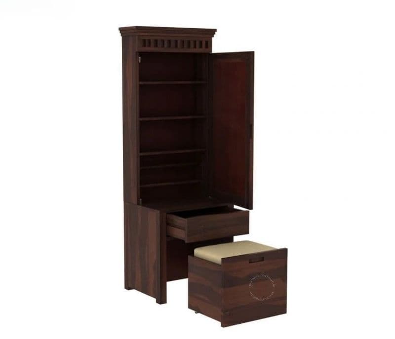 Image 5 for Genesis Dressing Table With Storage Stool (Walnut Finish)
