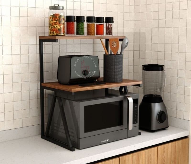 Milo Engineered Wood Microwave Stand With 2 Tier Kitchen Organizer Storage