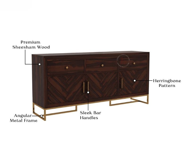 Image 6 for Luna Sheesham Wood Cabinet and Sideboard