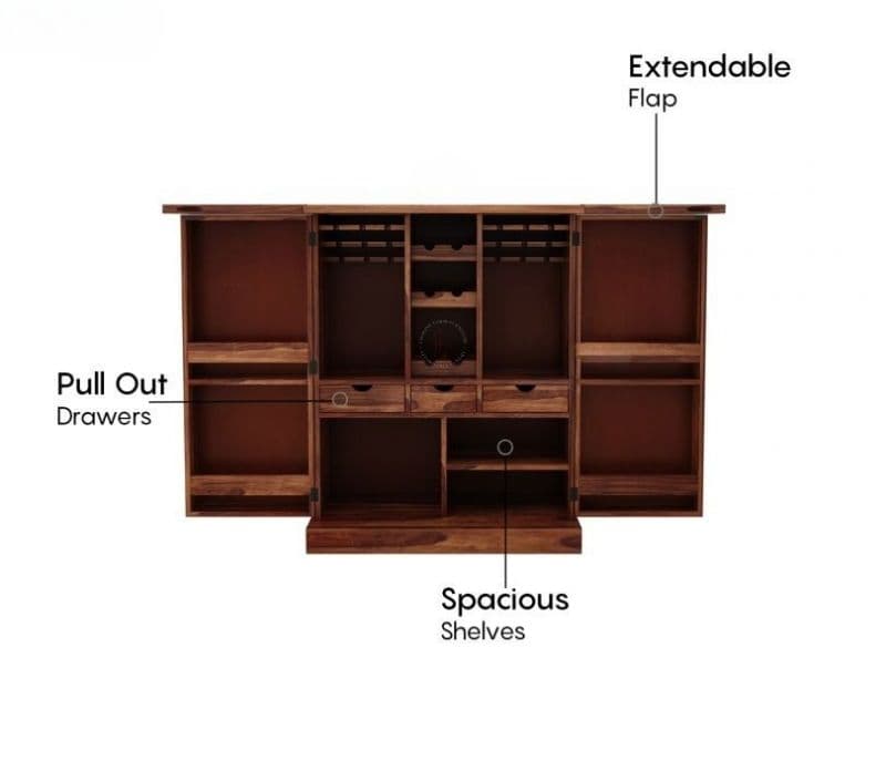 Image 4 for Amyra Large Bar Cabinet (Honey Finish)