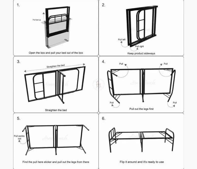 Image 5 for Elaiso Powder Coated Metal Foldable Queen Size Bed without Mattress