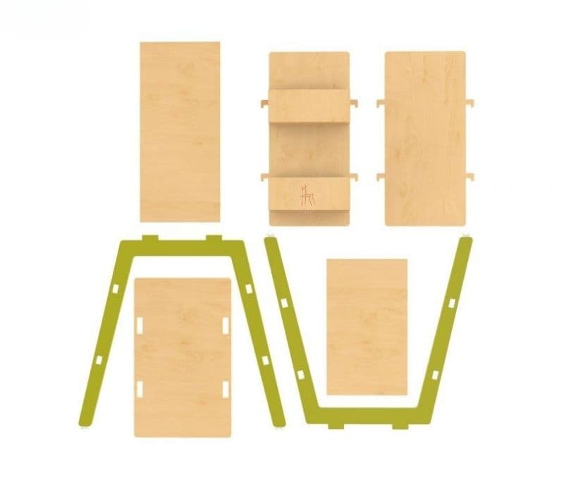 Image 2 for Araceli Red Pear Green Wooden Kids Bookshelf