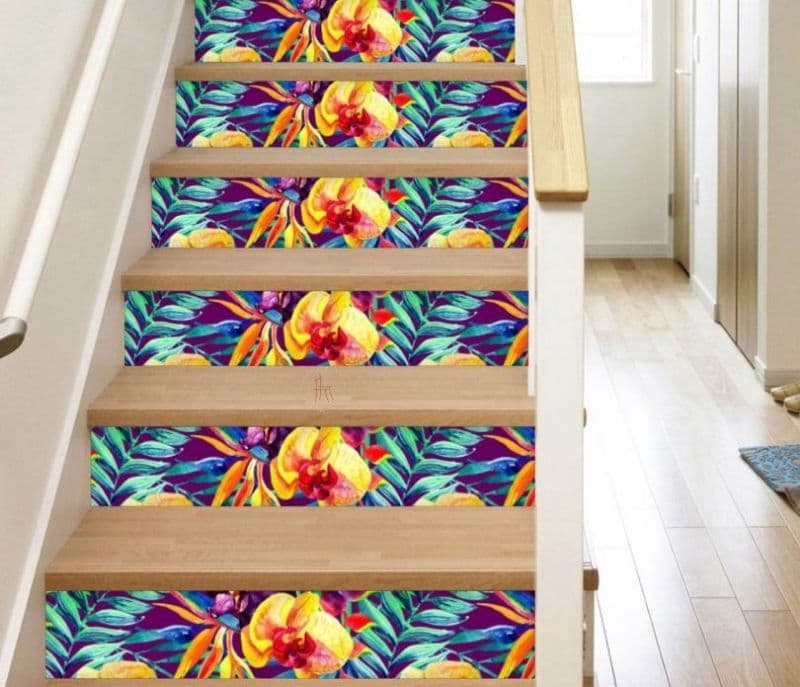 Image 3 for Etta Watercolor Tropical Leaves & Flowers Pattern Non-PVC Self-Adhesive Peel & Stick Vinyl Wallpaper Roll Cover 18 sq.ft. Area