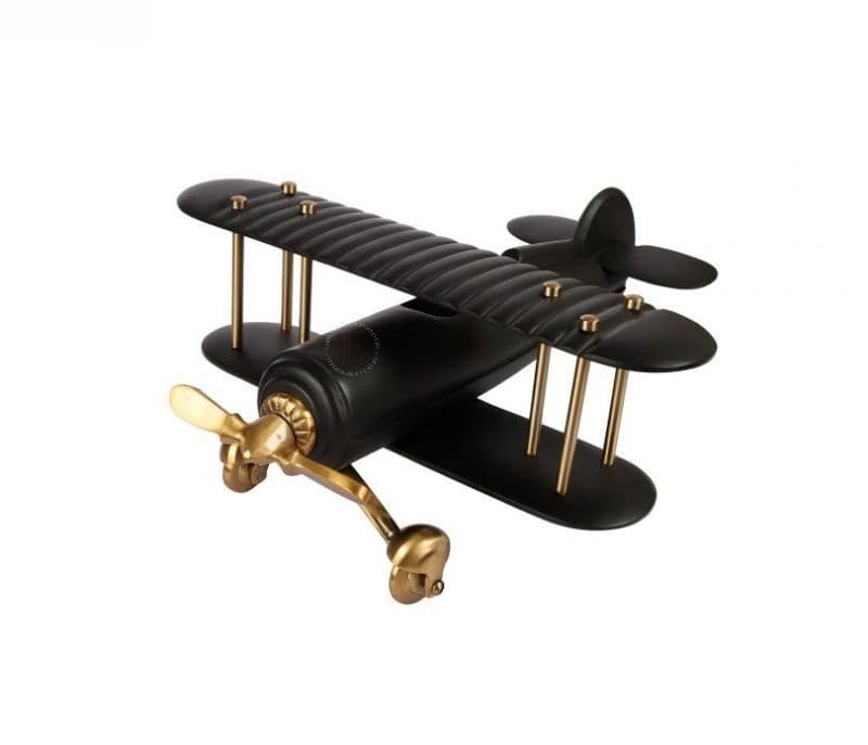 Image 2 for Madeleine Gold and Black Wood Vintage Handcrafted Decor Airplane