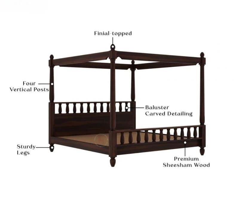 Image 5 for Zilda Poster Bed (Walnut Finish)