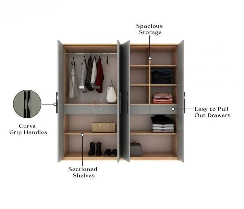 Image 5 for Valeria Engineered Wood Four Door Wardrobe