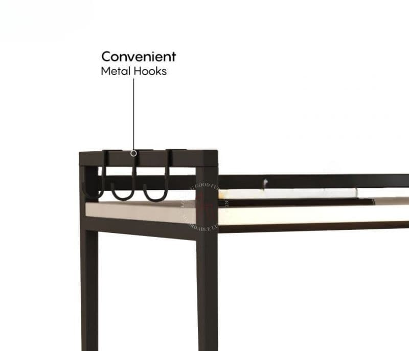Image 3 for Skye Engineered Wood Microwave Stand With Kitchen Organizer Storage & Metal Hooks