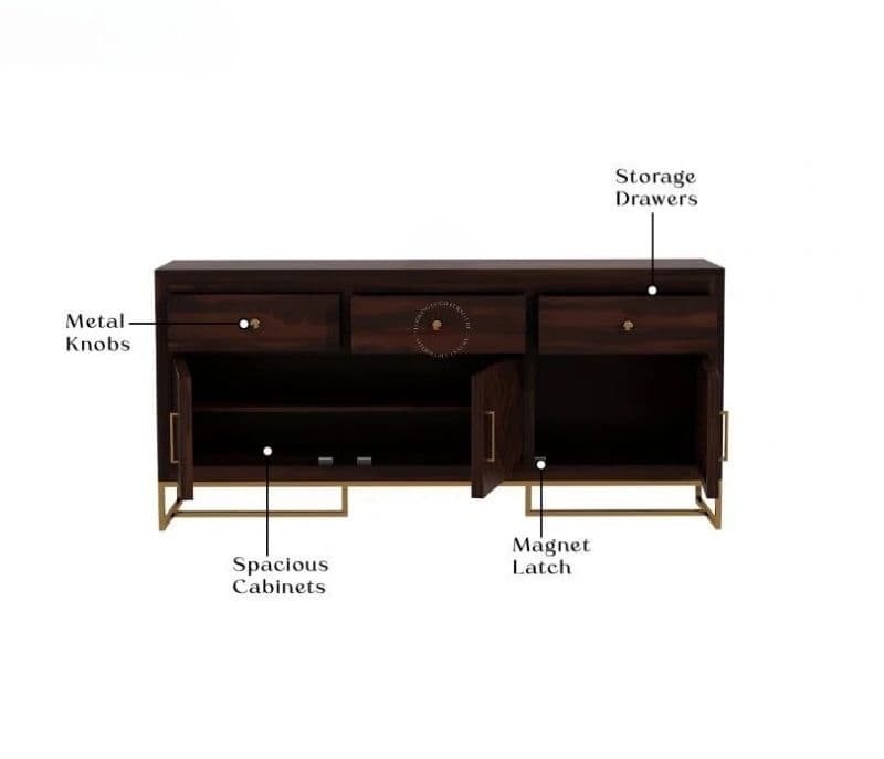 Image 6 for Meadow Sheesham Wood Cabinet and Sideboard (Walnut Finish)