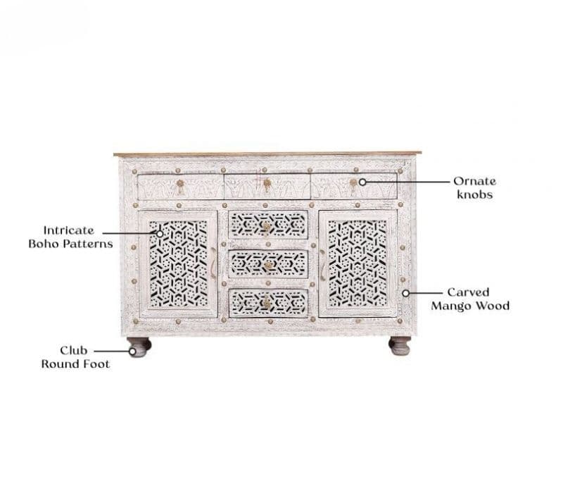 Image 7 for Emory White Cabinet and Sideboards with 6 Drawers