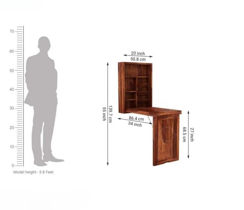 Image 7 for Persephone Foldable Wall Mounted Table with Storage (Honey Finish)