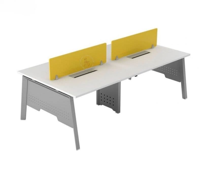 Image 5 for Kenzie Wood and Metal Workstation Table with Broad Legs