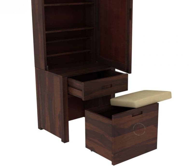 Image 6 for Genesis Dressing Table With Storage Stool (Walnut Finish)