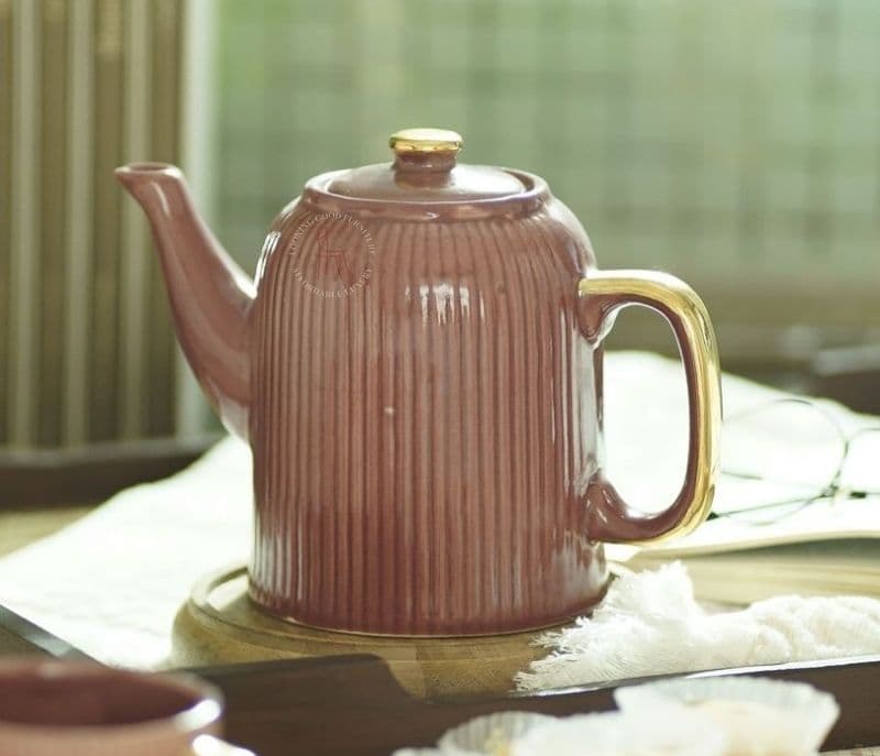 Chanel Hand Cast Ceramic Pink Color Tea Pot