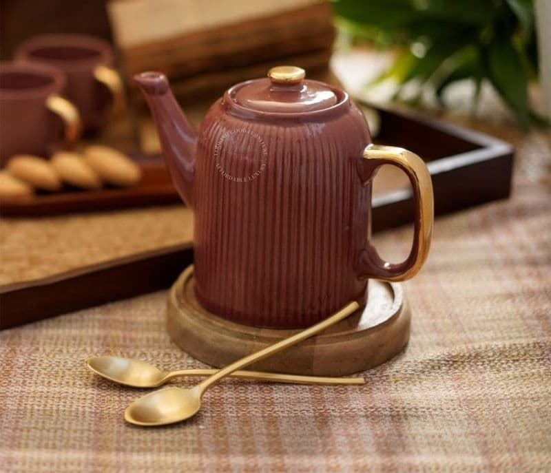 Image 3 for Chanel Hand Cast Ceramic Pink Color Tea Pot