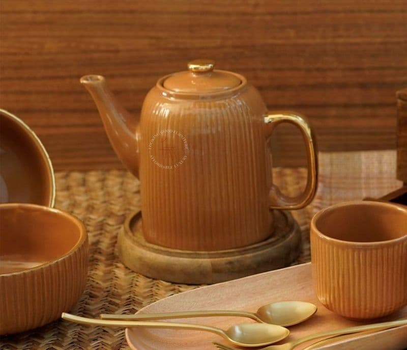 Image 2 for Gucci Hand Cast Ceramic Orange Color Tea Pot