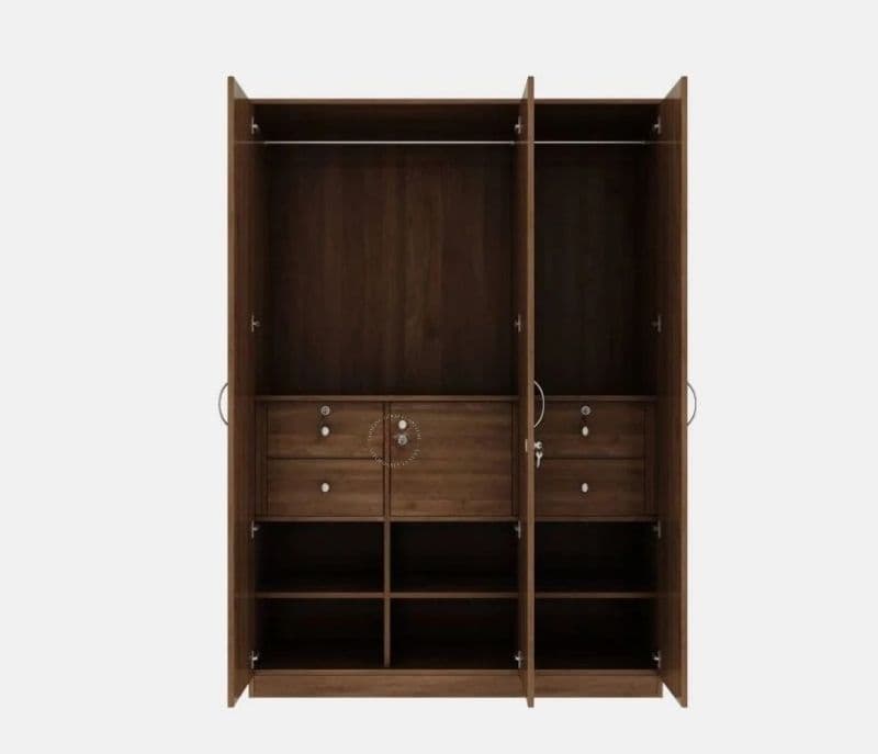Image 7 for Petronilla 3 Door Multi Utility Wardrobe (Columbian Walnut Finish)
