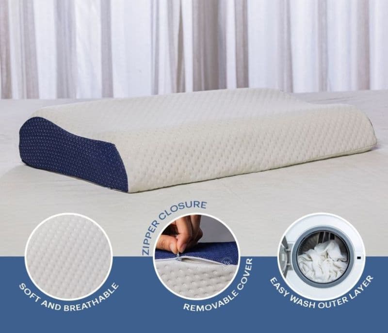 Image 3 for Mist Memory Foam Ultra Soft Contour Pillow, Ventilated Cool Gel Infused For Neck And Shoulder Pain With Removable Cover