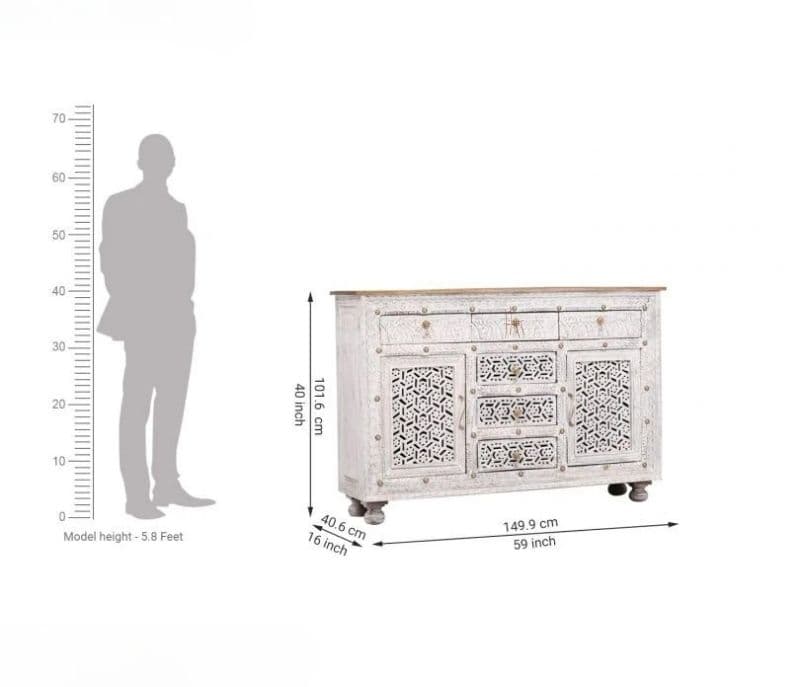 Image 8 for Emory White Cabinet and Sideboards with 6 Drawers
