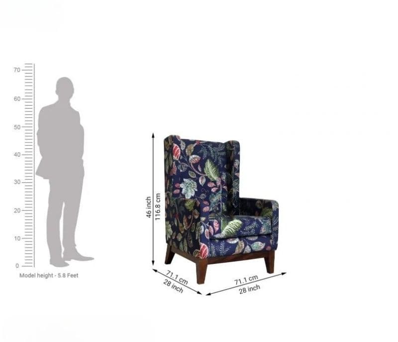 Image 10 for Sylvia Wingback Chair (Dusky Leaf)