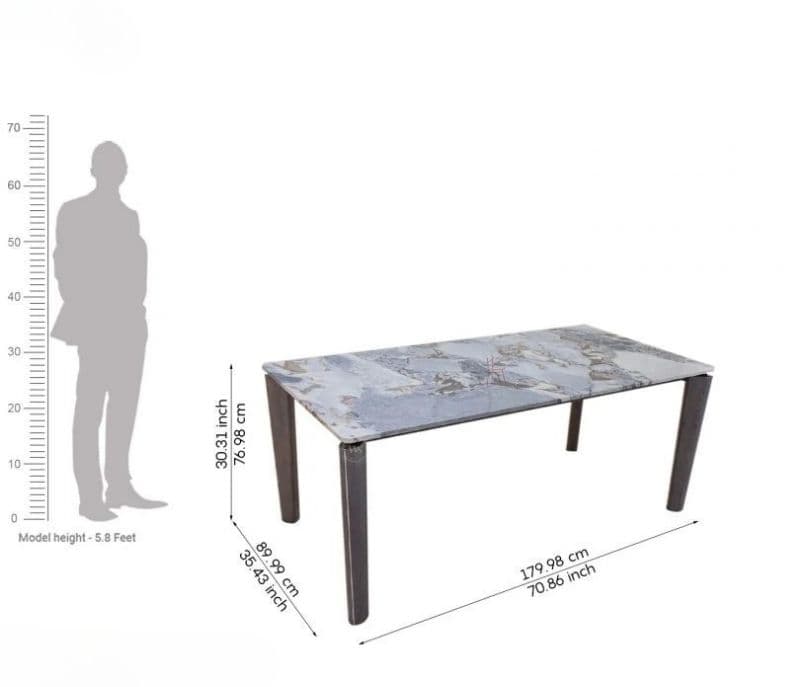 Image 9 for Avani 6 Seater Dining Set With Premium Grey Upholstered Chairs & Artificial Marble Top