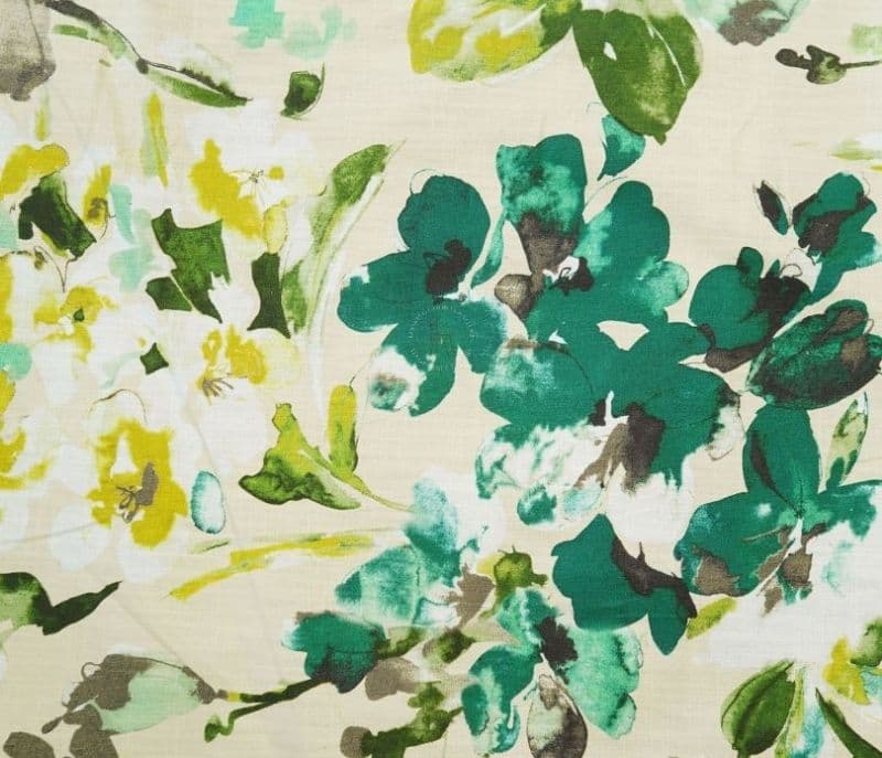 Image 2 for Louise Aqua Flower Printed 100% Cotton Fabric