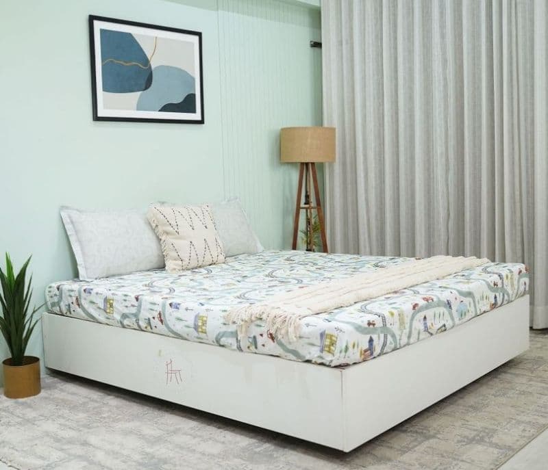 Image 2 for Harmoni Train And Town Flat Cotton Kids Bed Sheet King Size with 2 Pillow Covers