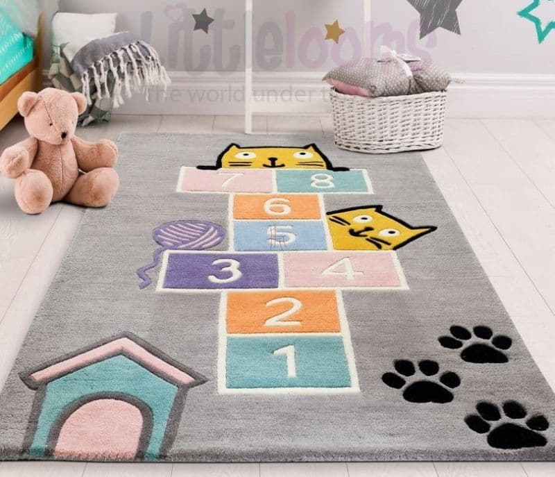 Madalyn Grey Hopscotch Kids Rug