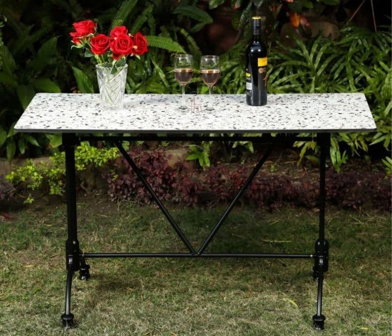 Presley Black and White Rectangle Shape Outdoor Garden Table