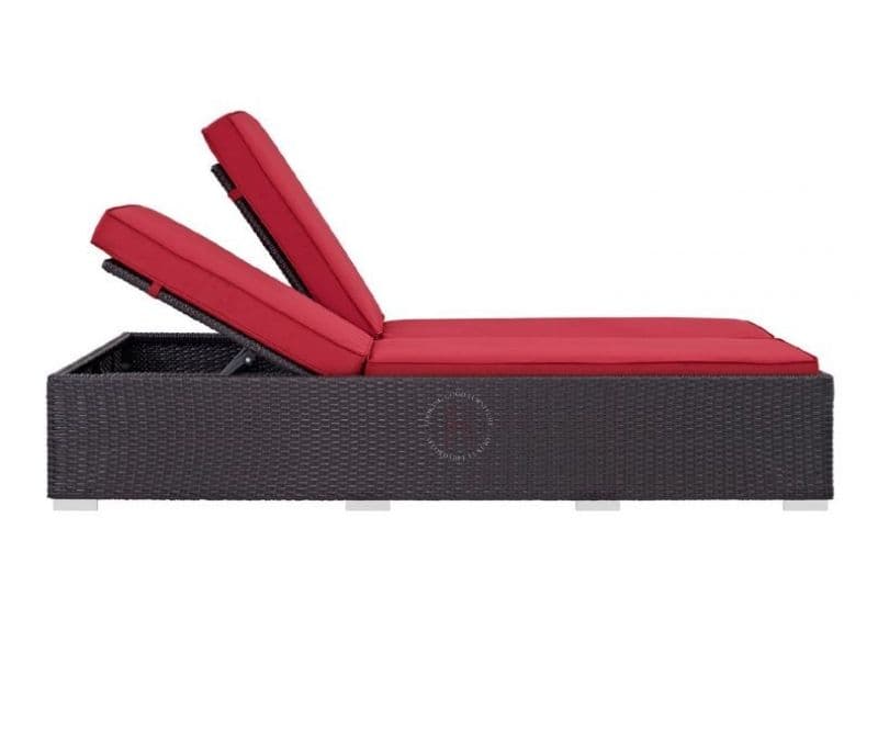 Image 2 for Miriam Dark Brown Big Patio Lounger With Red Cushions